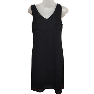 Afterdark Women’s Black Sleeveless Rhinestone Detail Petite Dress Size 8P BG27